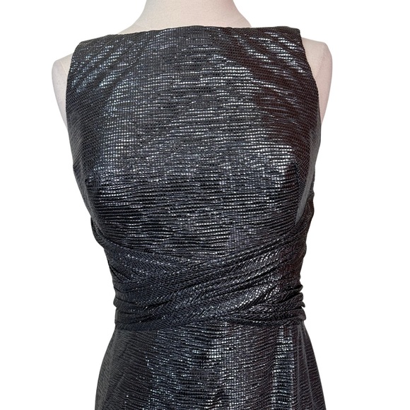 Lauren Ralph Lauren Silver Metallic Gray Sleeveless High Neck Cocktail Gown NWT - Picture 5 of 13